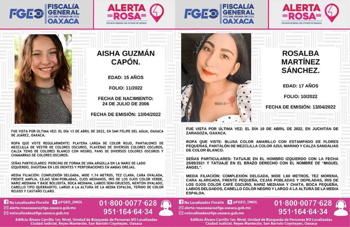 ▶ En abril han desaparecido en Oaxaca 8 mujeres