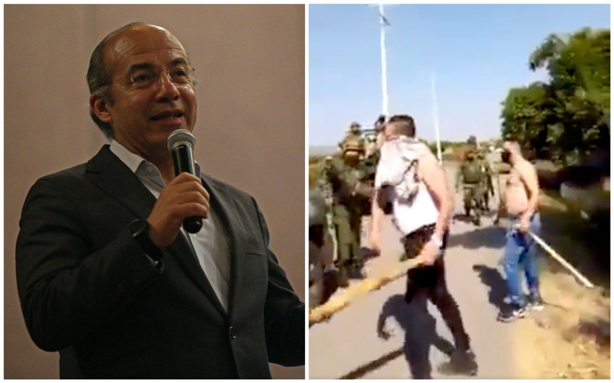 ▶ Indigna al ex presidente Felipe Calderón video donde civiles agreden y corretean a militares
