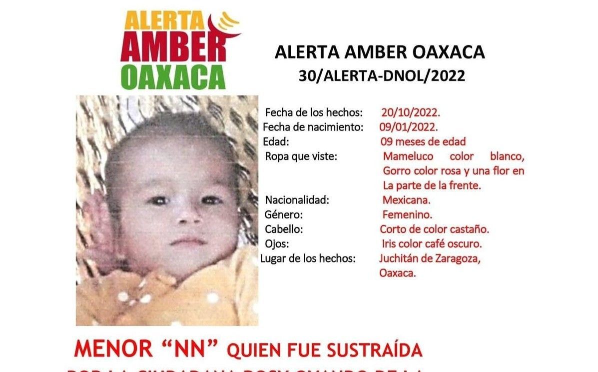 ▶ Emiten Alerta Amber; buscan a una bebé robada por su niñera en Juchitán, Oaxaca