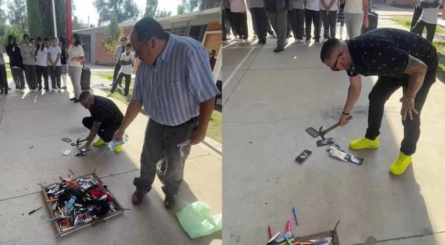 Queman y destruyen celulares en secundaria de Durango por estar prohibidos en el reglamento escolar