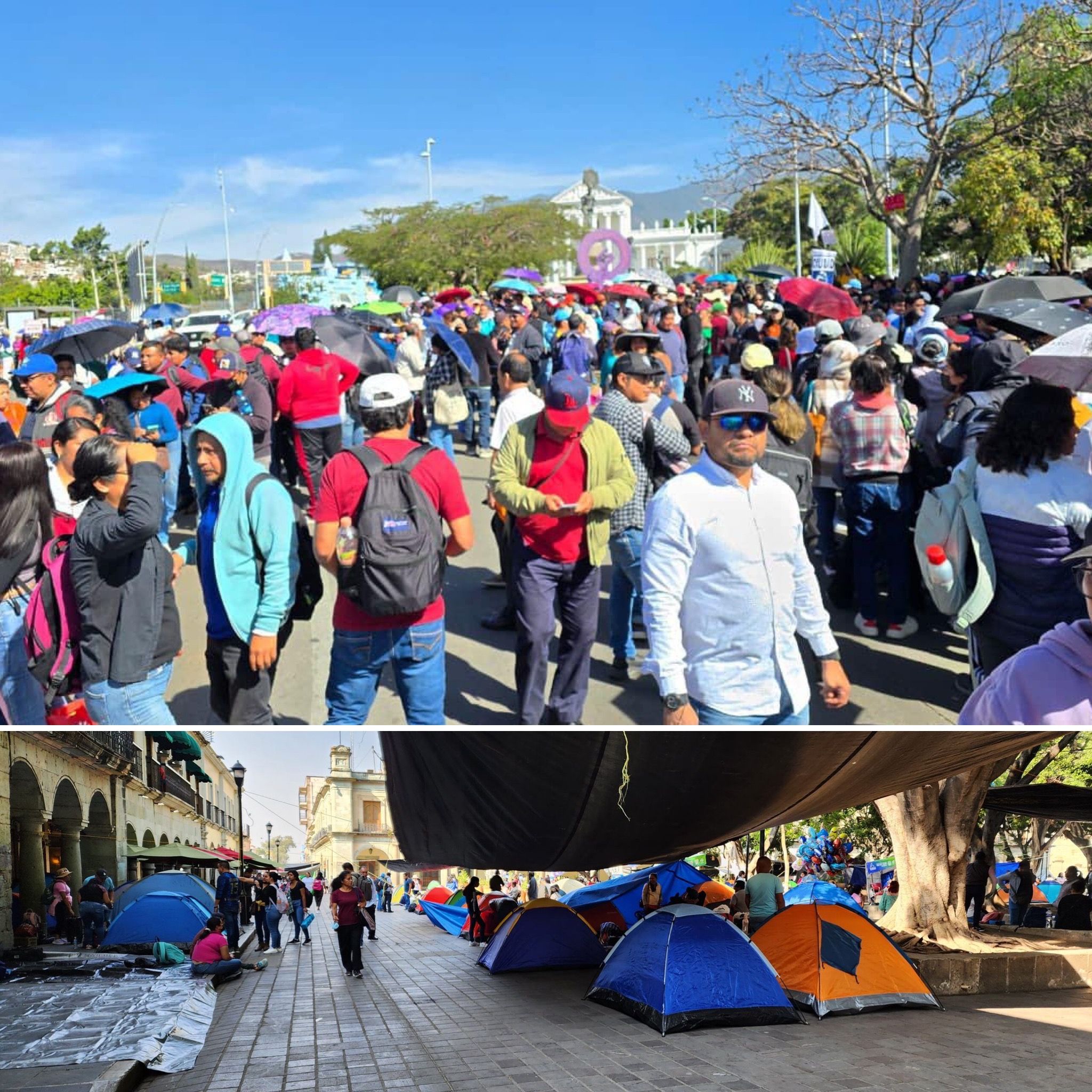 Marchan maestros de la Sección 22 y  levantan plantón del zócalo de Oaxaca; anuncian que volverán el jueves