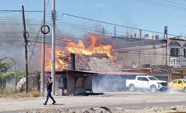 Se incendia palapa frente a Plaza Pabellón, en Salina Cruz; los fuertes vientos avivaron el fuego