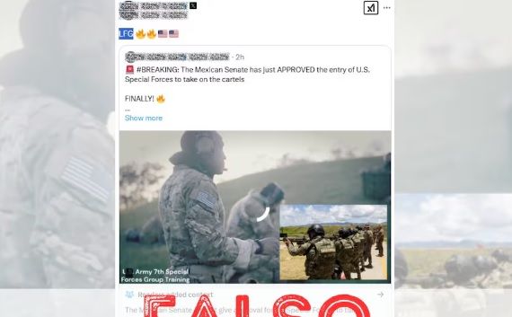Falso que el Senado mexicano aprobara el ingreso de Fuerzas Especiales de EU para enfrentar a los cárteles Falso que el Senado mexicano aprobara el ingreso de Fuerzas Especiales de EU para enfrentar a los cárteles