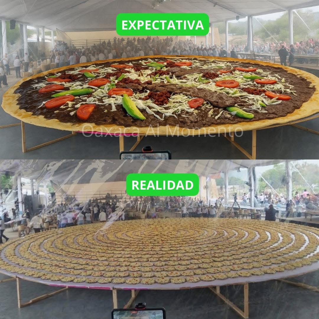 Récord Guinness por tlayuda gigante divide opiniones: acusan montaje y falta de respeto a la tradición oaxaqueña