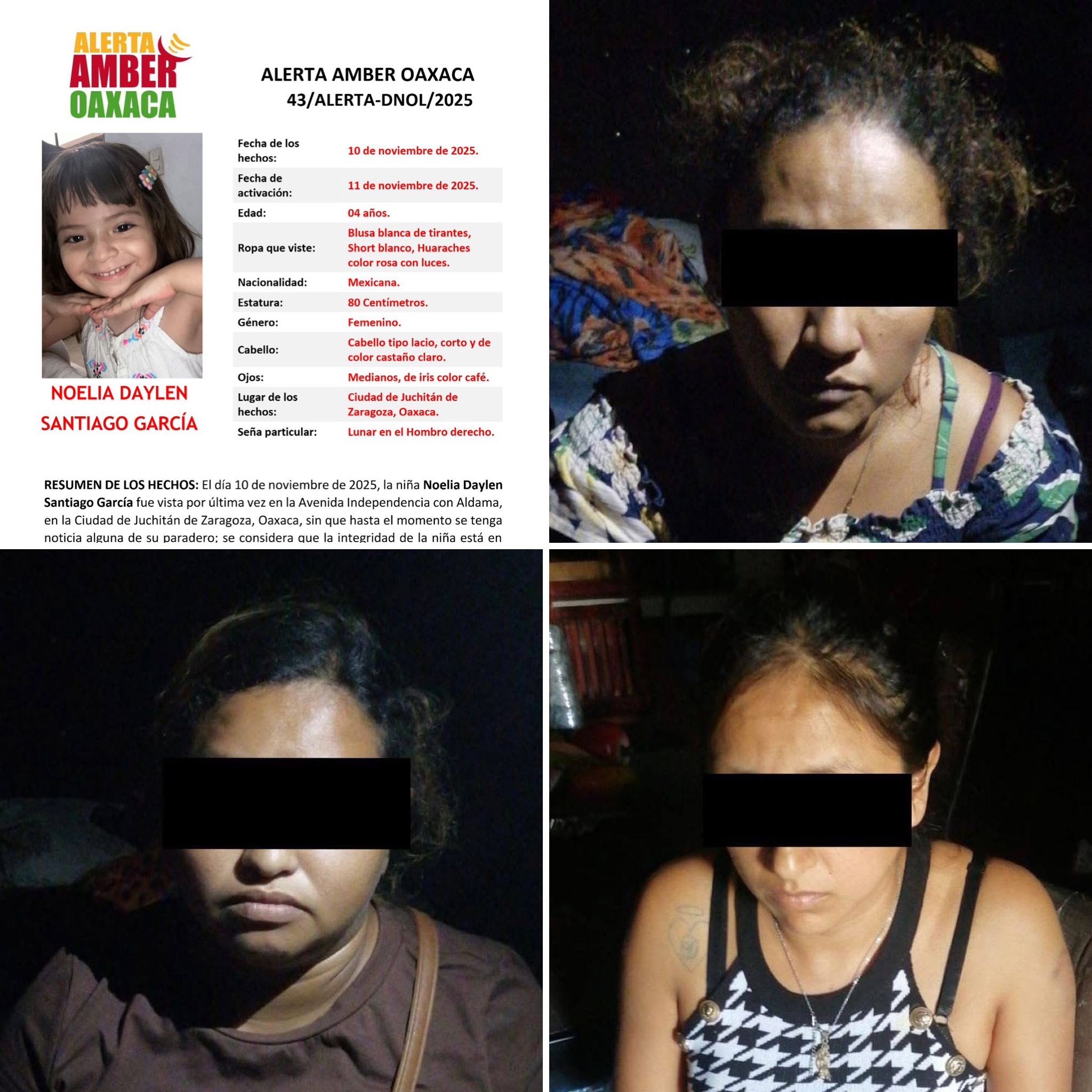 Hallan sin vida a la pequeña Noelia Daylen, en Juchitán, #Oaxaca; detienen a tres mujeres por su desaparición