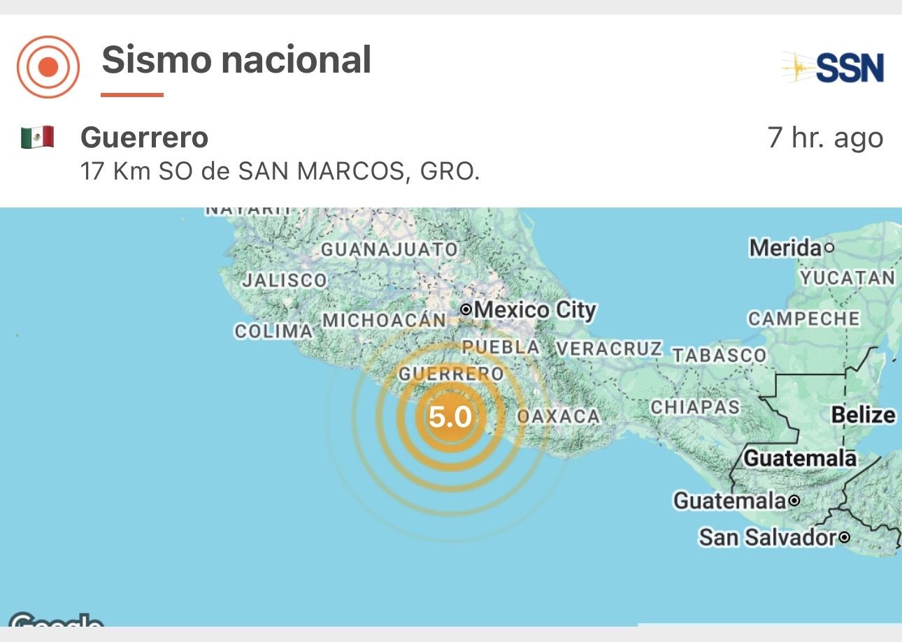 Sismo de magnitud 5 en Guerrero activa alertas y deja saldo blanco en al menos cinco estados, incluido #Oaxaca