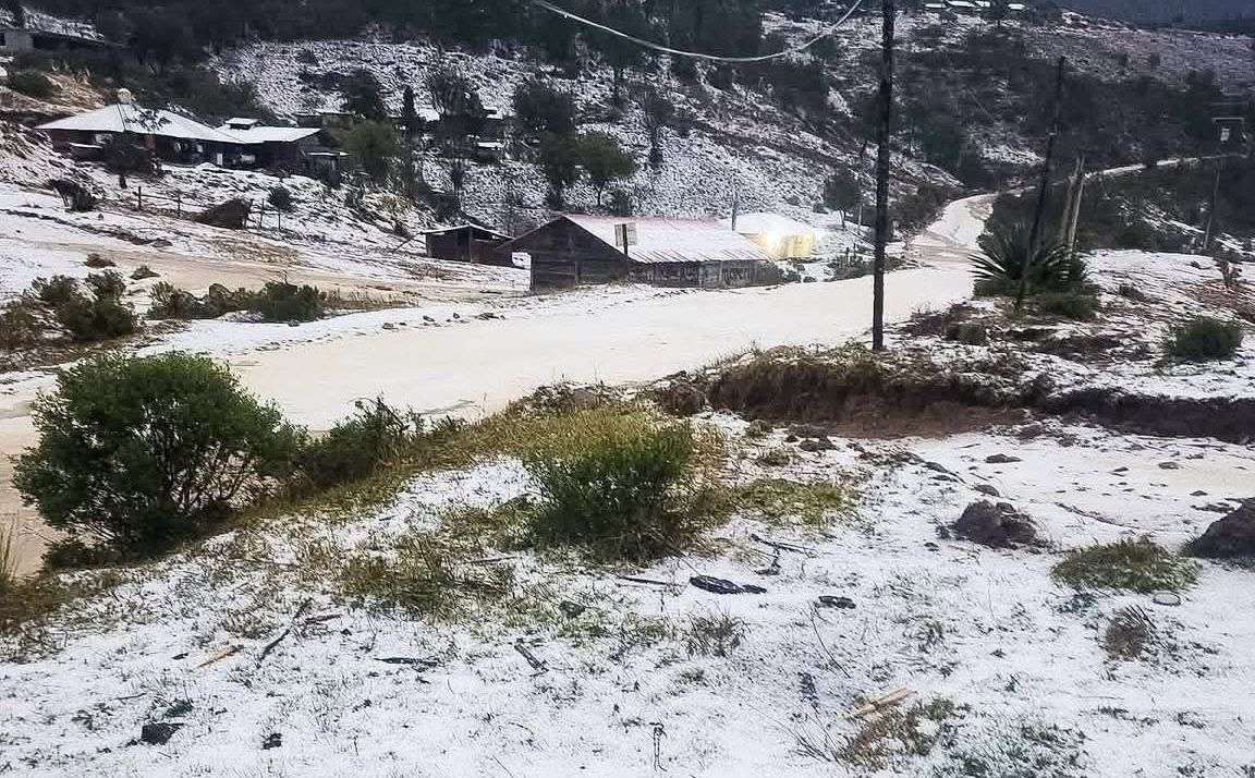 Intensa granizada cubre de blanco a Zaragoza Yucunicoco, en Santiago Juxtlahuaca, #Oaxaca