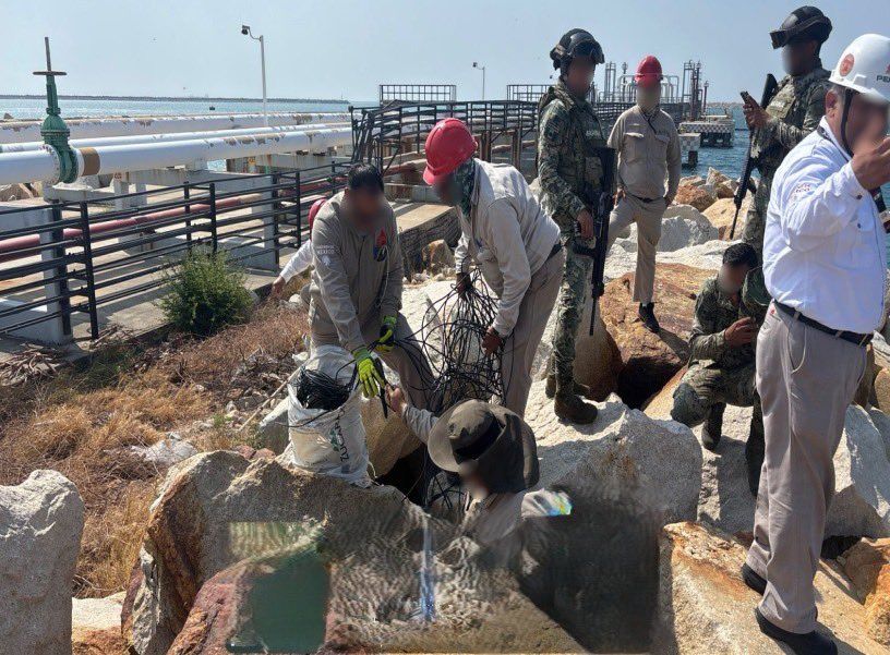 Marina detiene a presunto extranjero por robo de 600 metros de cable eléctrico en instalaciones de Pemex en Salina Cruz