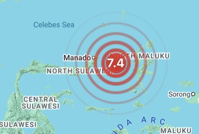 Terremoto de magnitud 7.4 sacude mar de Molucas e inicia alerta de tsunami en región asiática