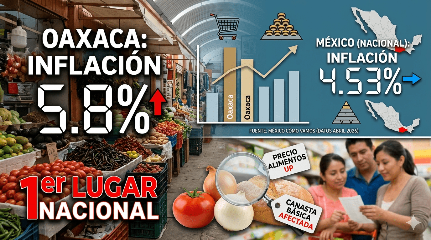 Oaxaca encabeza la inflación nacional con una tasa del 5.8 por ciento que golpea hogares pobres