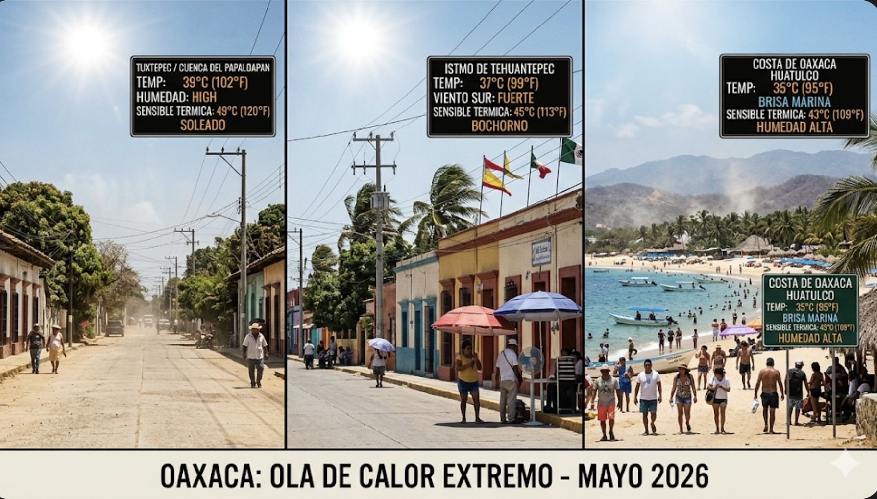 Ola de calor extremo azota a Oaxaca con sensaciones térmicas en regiones de hasta 49 grados Ola de calor extremo azota a Oaxaca con sensaciones térmicas en regiones de hasta 49 grados