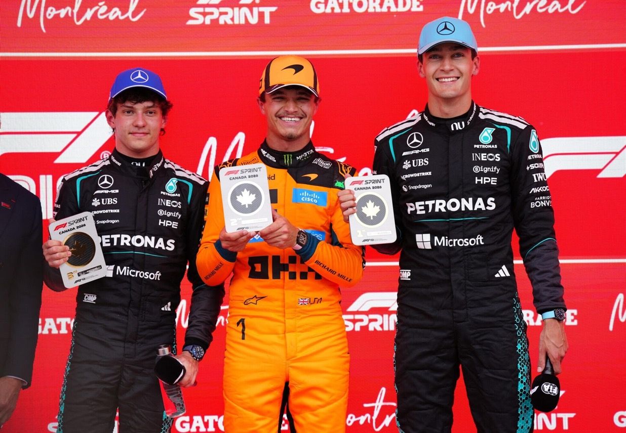 George Russell se impone en la Sprint de Canadá 2026 tras superar a Antonelli y Norris este sábado George Russell se impone en la Sprint de Canadá 2026 tras superar a Antonelli y Norris este sábado