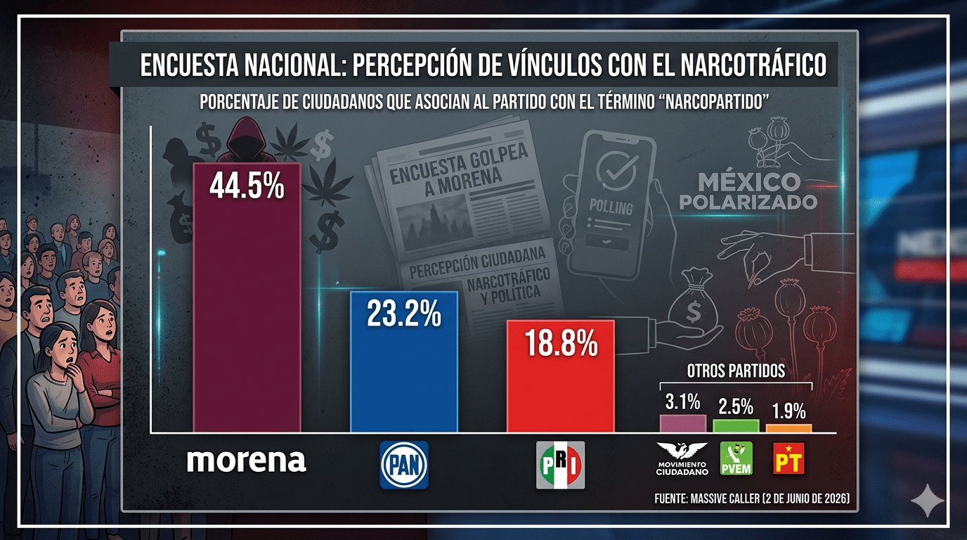 En México, la percepción ciudadana ubica al movimiento de Morena como un narcopartido, revela encuesta