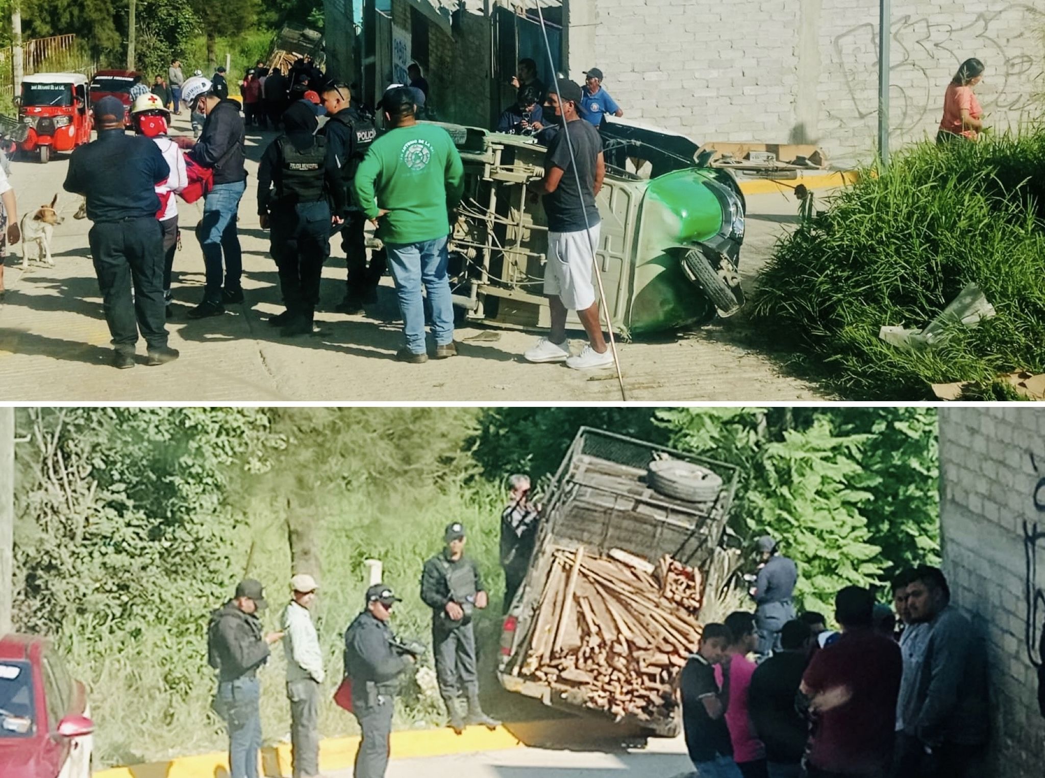 Camioneta sin frenos choca contra mototaxi y vuelca en San Antonio de la Cal, en zona metropolitana de Oaxaca