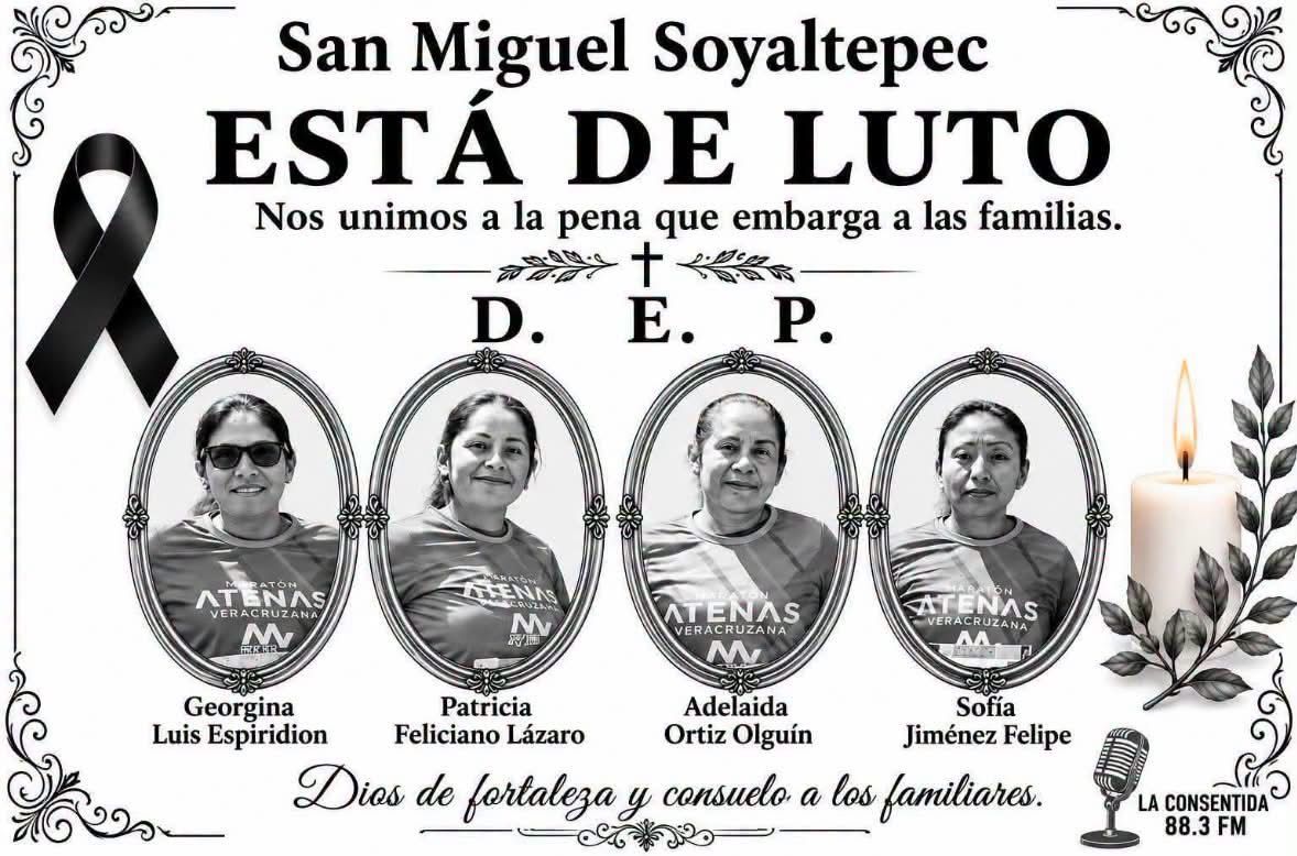 Cuatro corredoras de Temascal, Oaxaca, mueren en accidente al regresar del Maratón Guelaguetza Cuatro corredoras de Temascal, Oaxaca, mueren en accidente al regresar del Maratón Guelaguetza