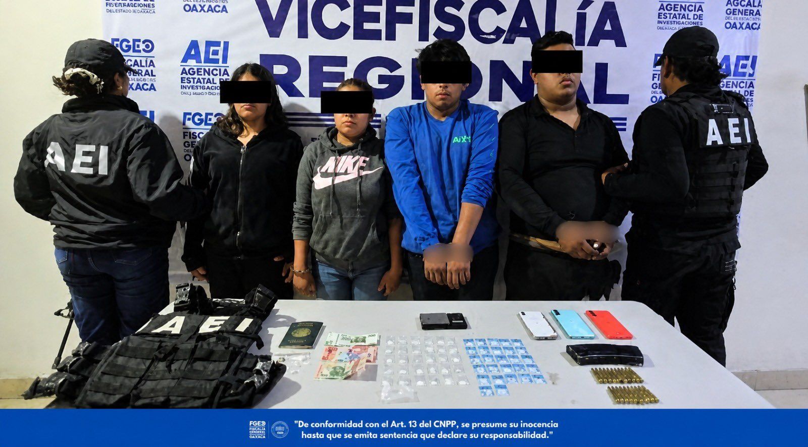 FGEO detiene cuatro personas y asegura vehículo, droga y equipo táctico en Lachigoló, Oaxaca