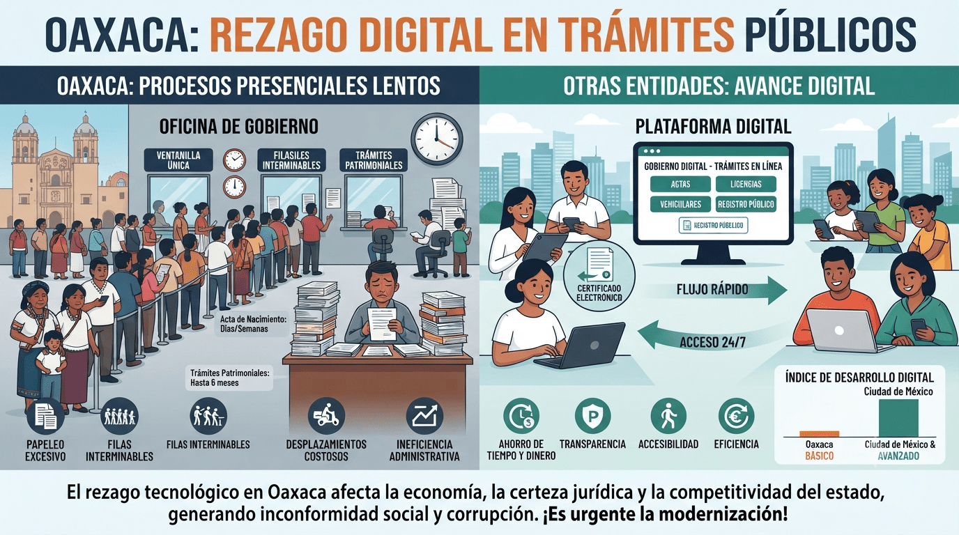Oaxaca persiste en un grave rezago digital que paraliza trámites públicos y frena el desarrollo estatal
