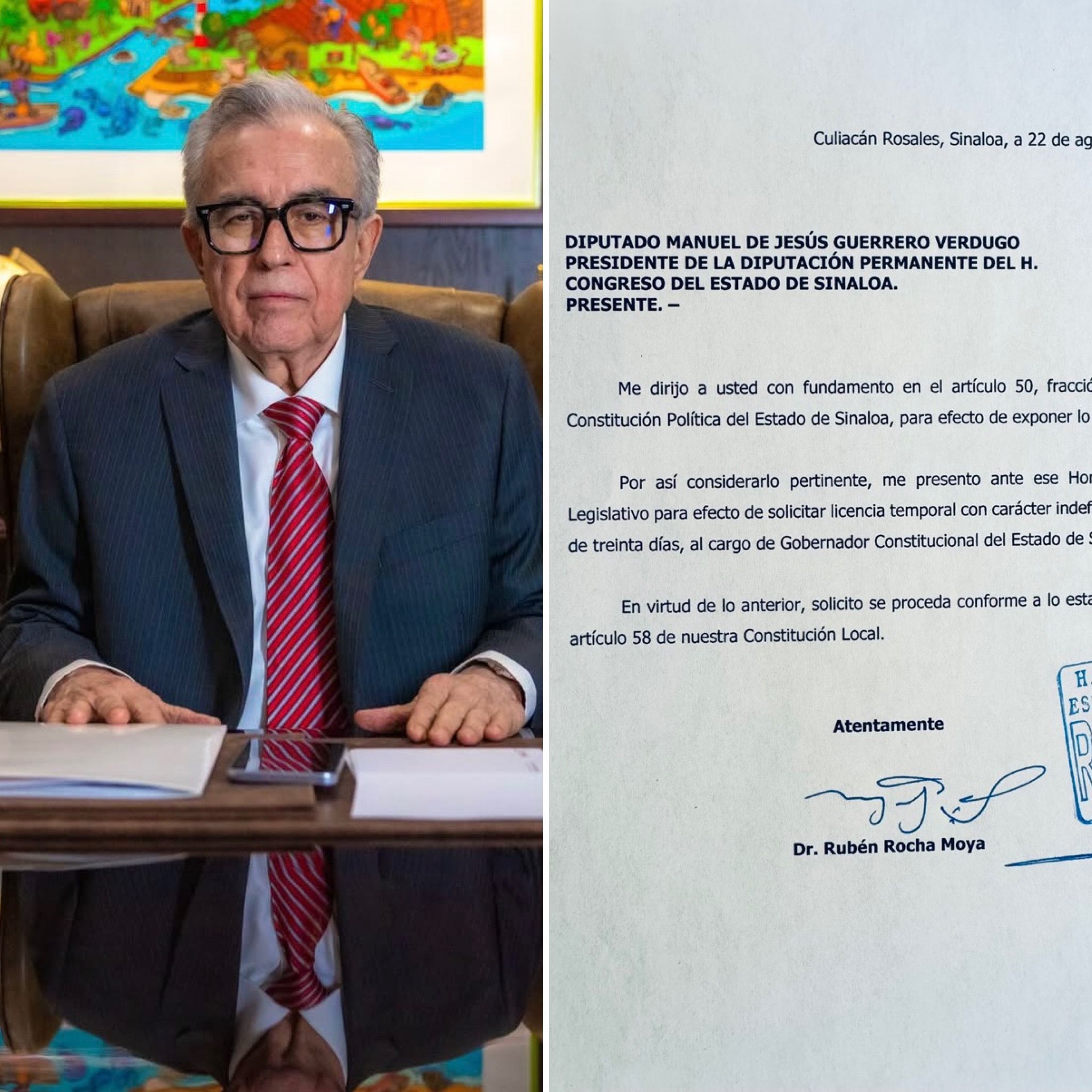 Rocha Moya, entre espada y pared: pide licencia indefinida un día después de regresar a la gubernatura de Sinaloa Rocha Moya, entre espada y pared: pide licencia indefinida un día después de regresar a la gubernatura de Sinaloa