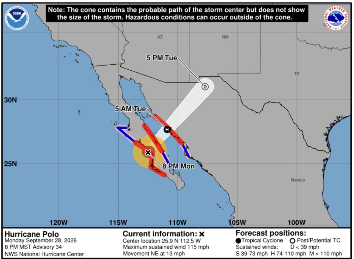 Huracán Polo toca tierra en Baja California Sur como categoría 3 y se dirige a Sonora Huracán Polo toca tierra en Baja California Sur como categoría 3 y se dirige a Sonora