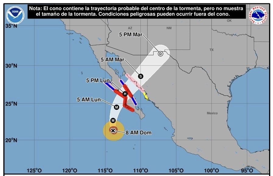 Polo avanza hacia Baja California Sur como huracán 3 y amenaza con impactar lunes; la población se prepara