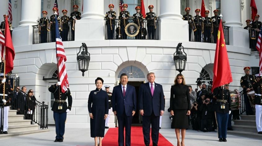 Trump recibe a Xi Jinping en la Casa Blanca en ceremonia solemne