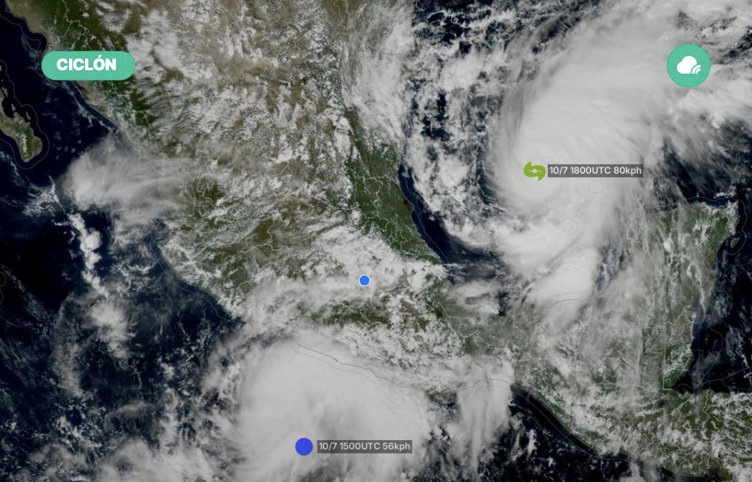 Doble amenaza ciclónica en ambos litorales provocará lluvias intensas en Guerrero, Oaxaca, Chiapas, Campeche y Yucatán