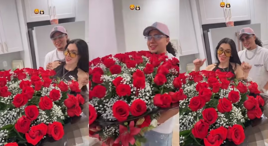 Davis Flow sorprende a Emma Coronel, esposa de «El Chapo» Guzmán, con enorme ramo de rosas; ¿quién es el influencer hondureño?