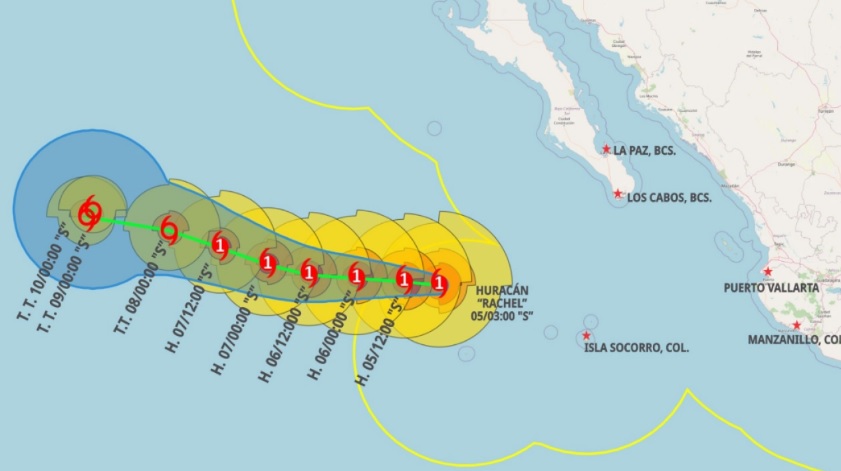 Huracán Rachel se degrada a categoría 1; pronostican lluvias por frente frío número 1